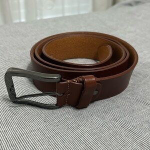 Gennaro Di Palma Men’s Leather Belt Brown Gunmetal Buckle 42 Made In Italy